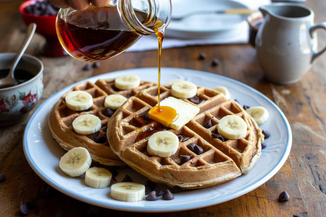 Kate's Best Whole Wheat Banana Chocolate Chip Waffles
