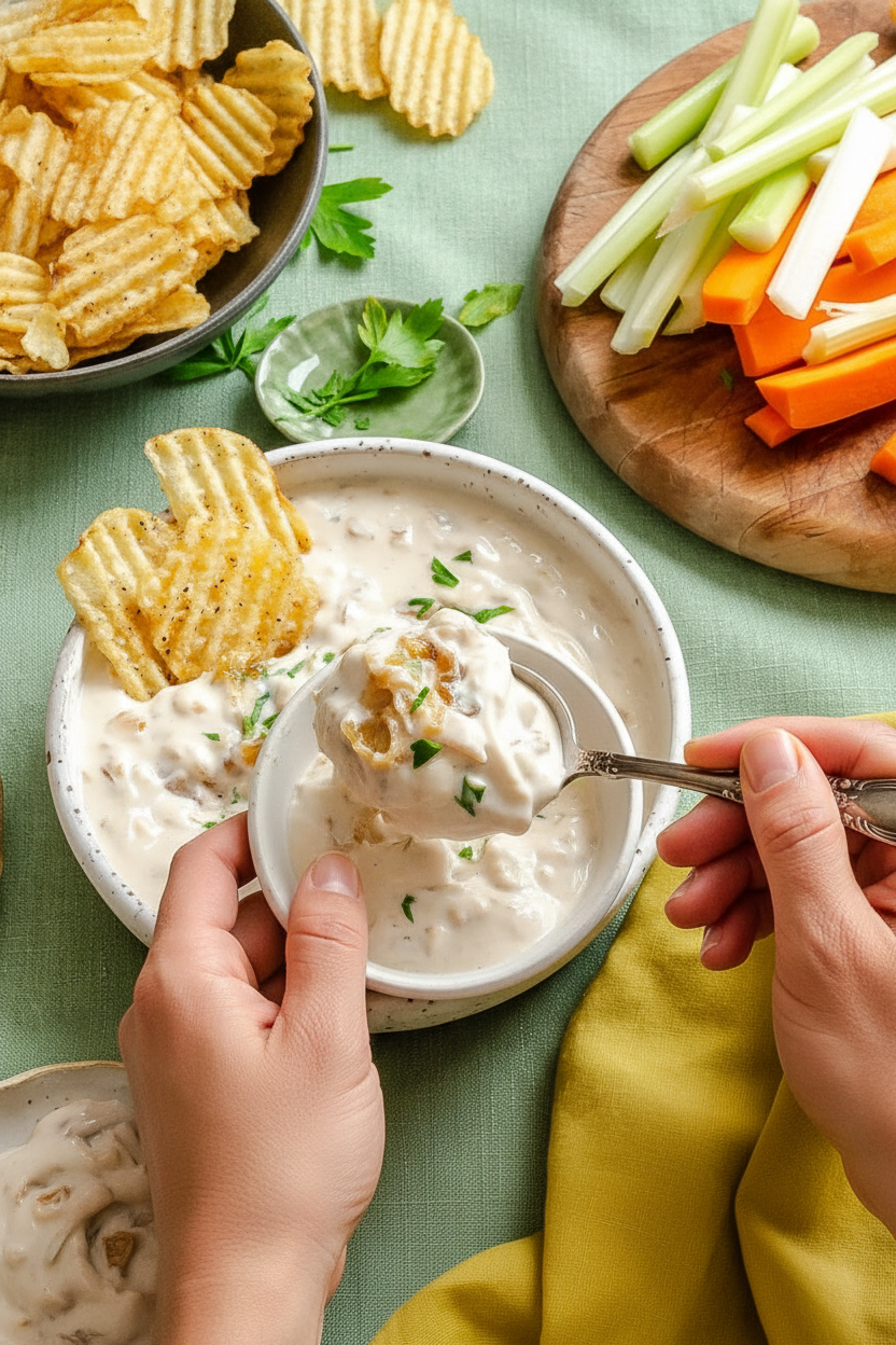 I could eat a whole bowl of this lightened up French onion dip