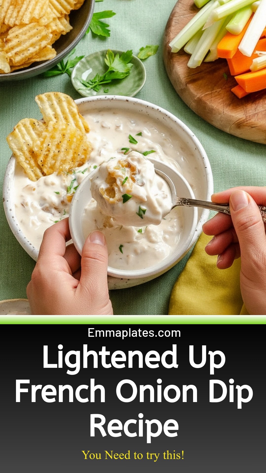 I could eat a whole bowl of this lightened up French onion dip