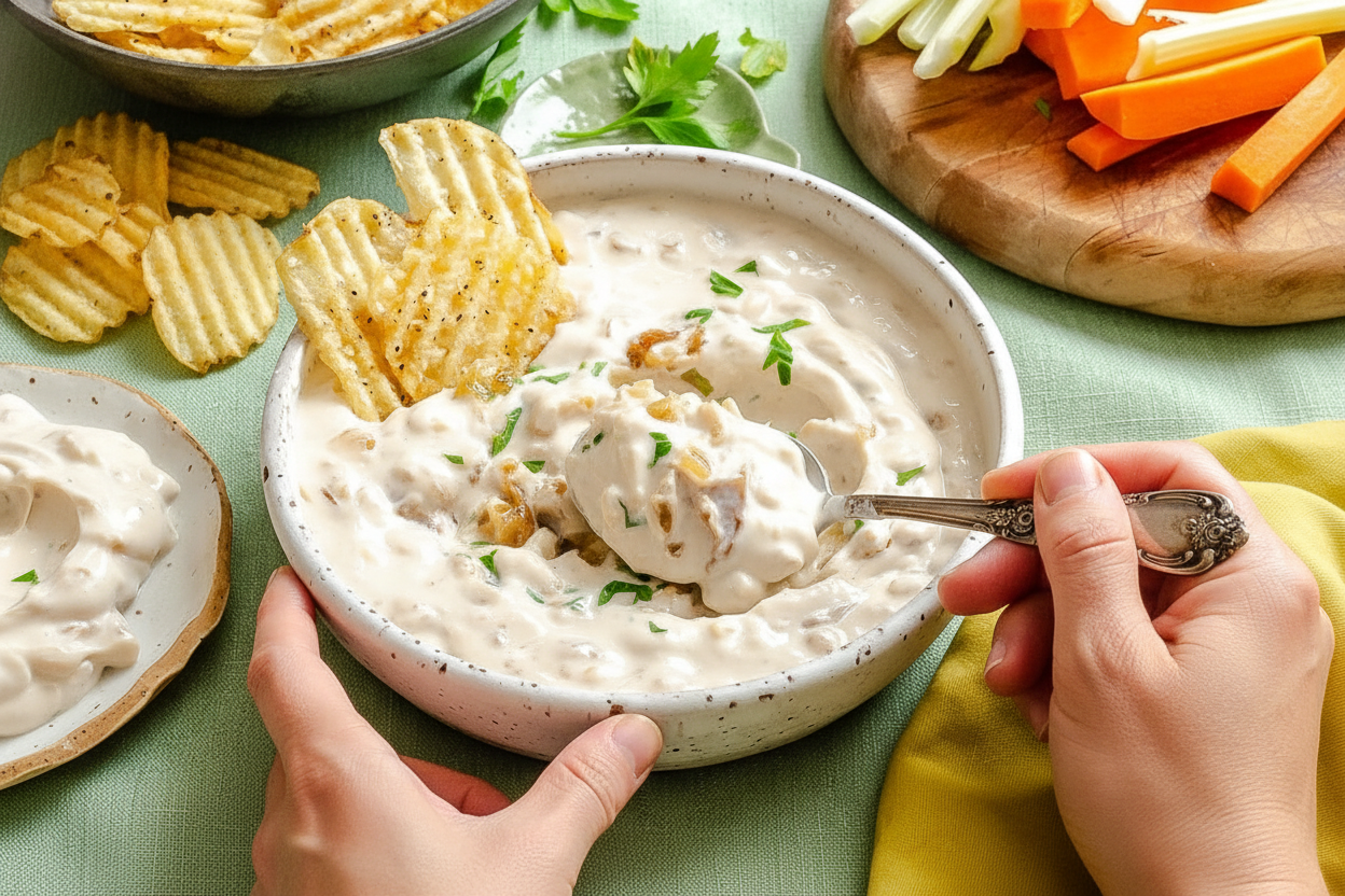 I could eat a whole bowl of this lightened up French onion dip