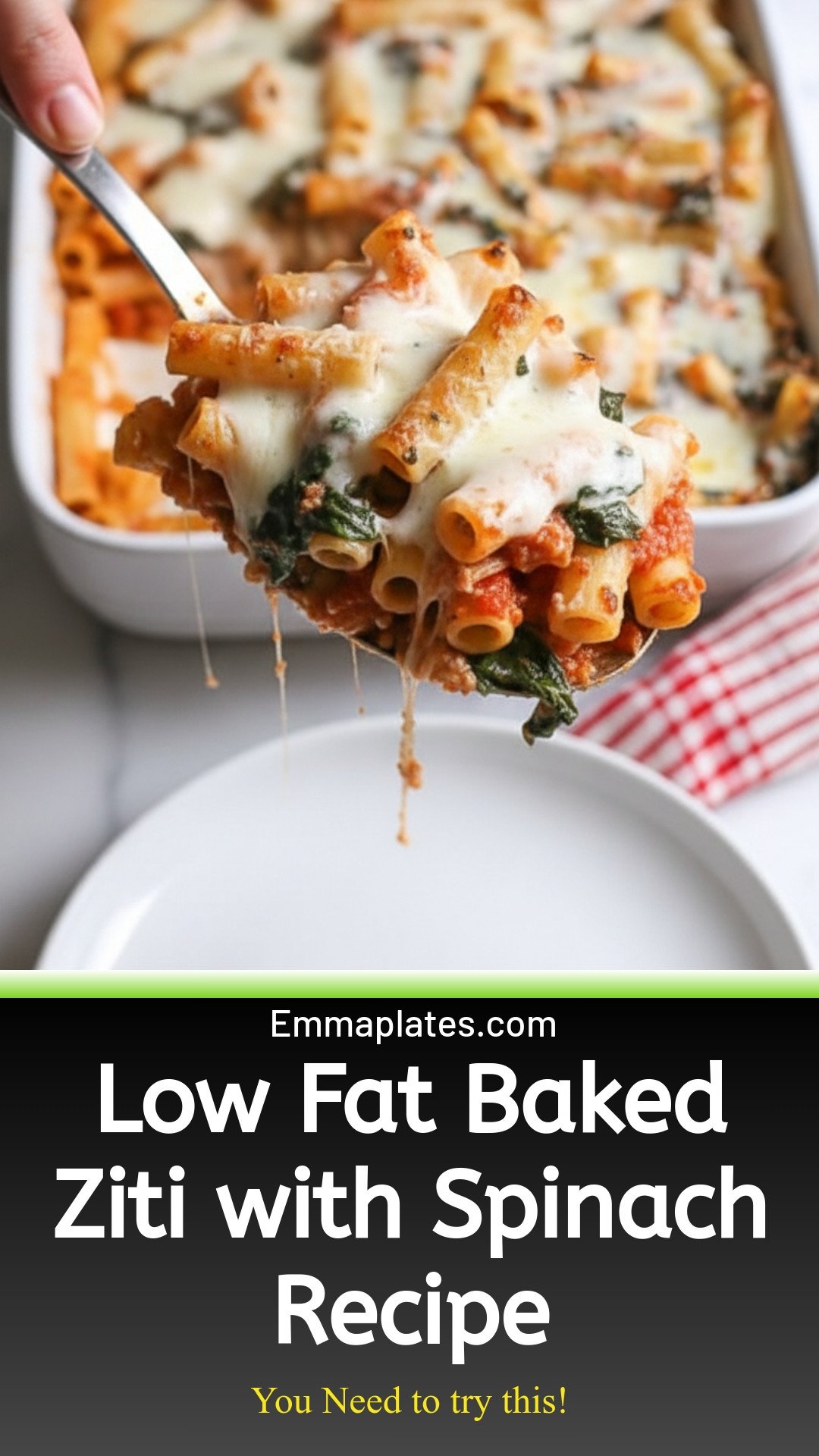 Low Fat Baked Ziti with Spinach