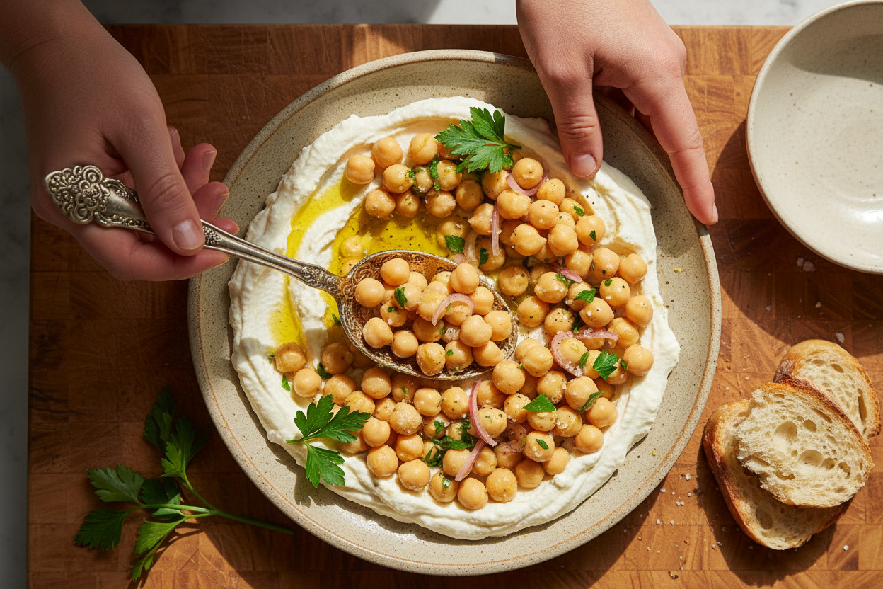 Marinated Chickpeas With Whipped Feta