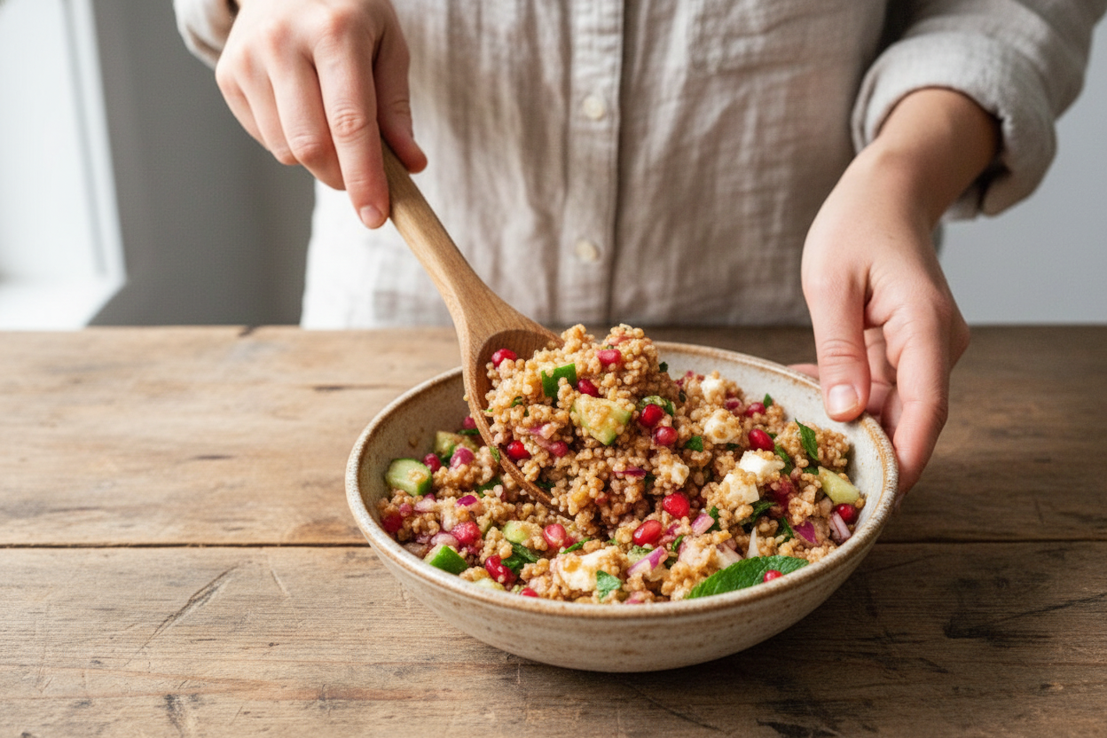 Mediterranean Bulgur Salad With Feta And Pomegranate