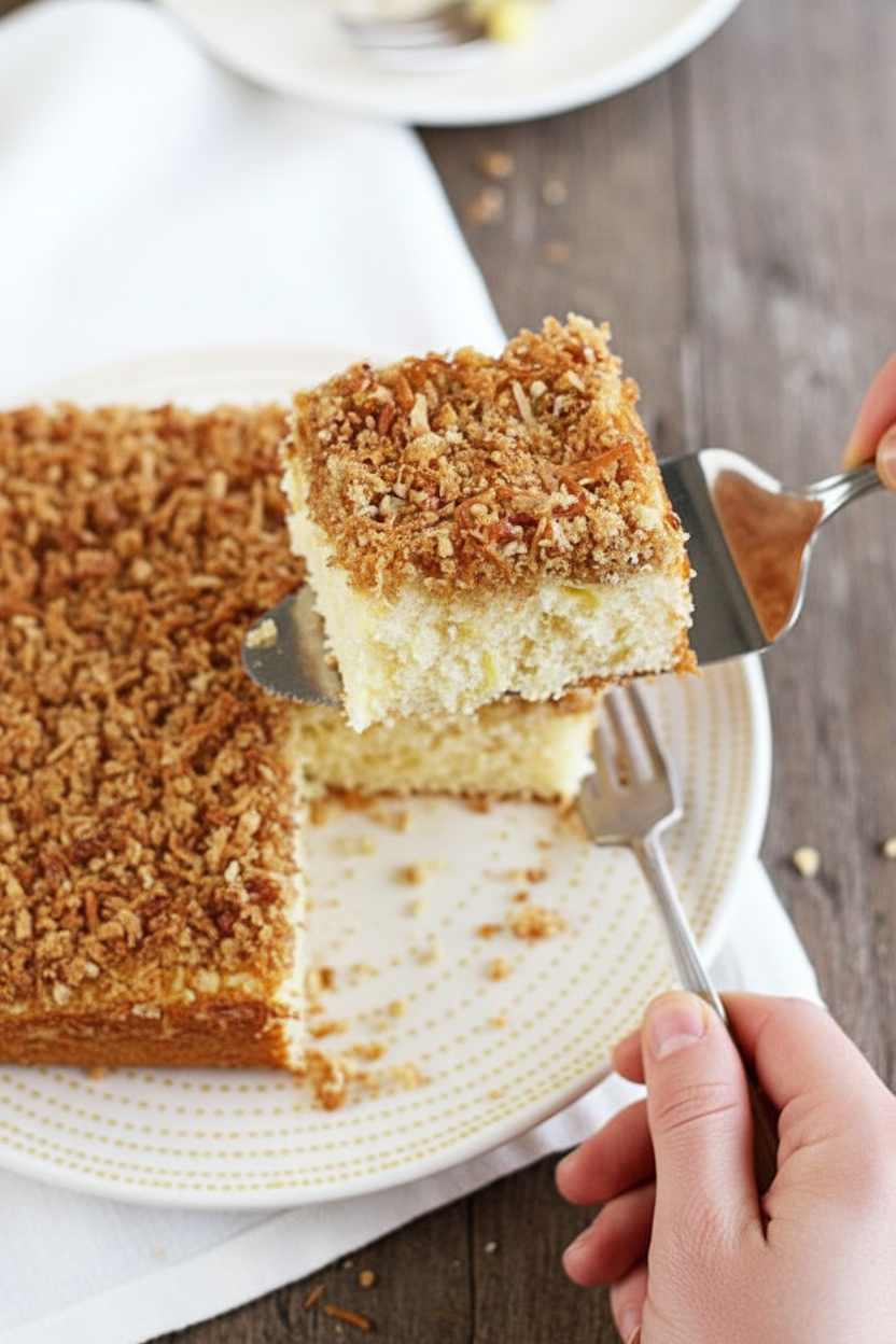 Moist Coconut Streusel Cake
