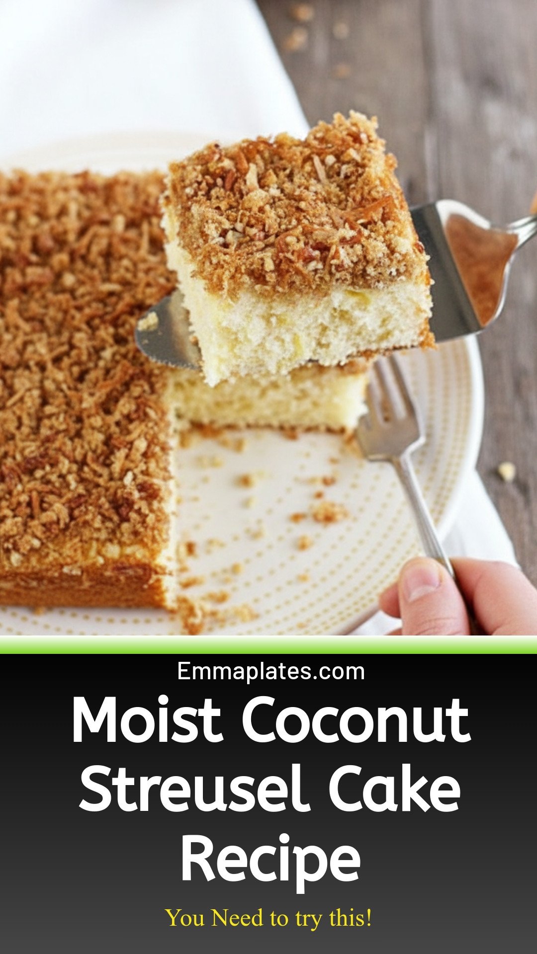 Moist Coconut Streusel Cake