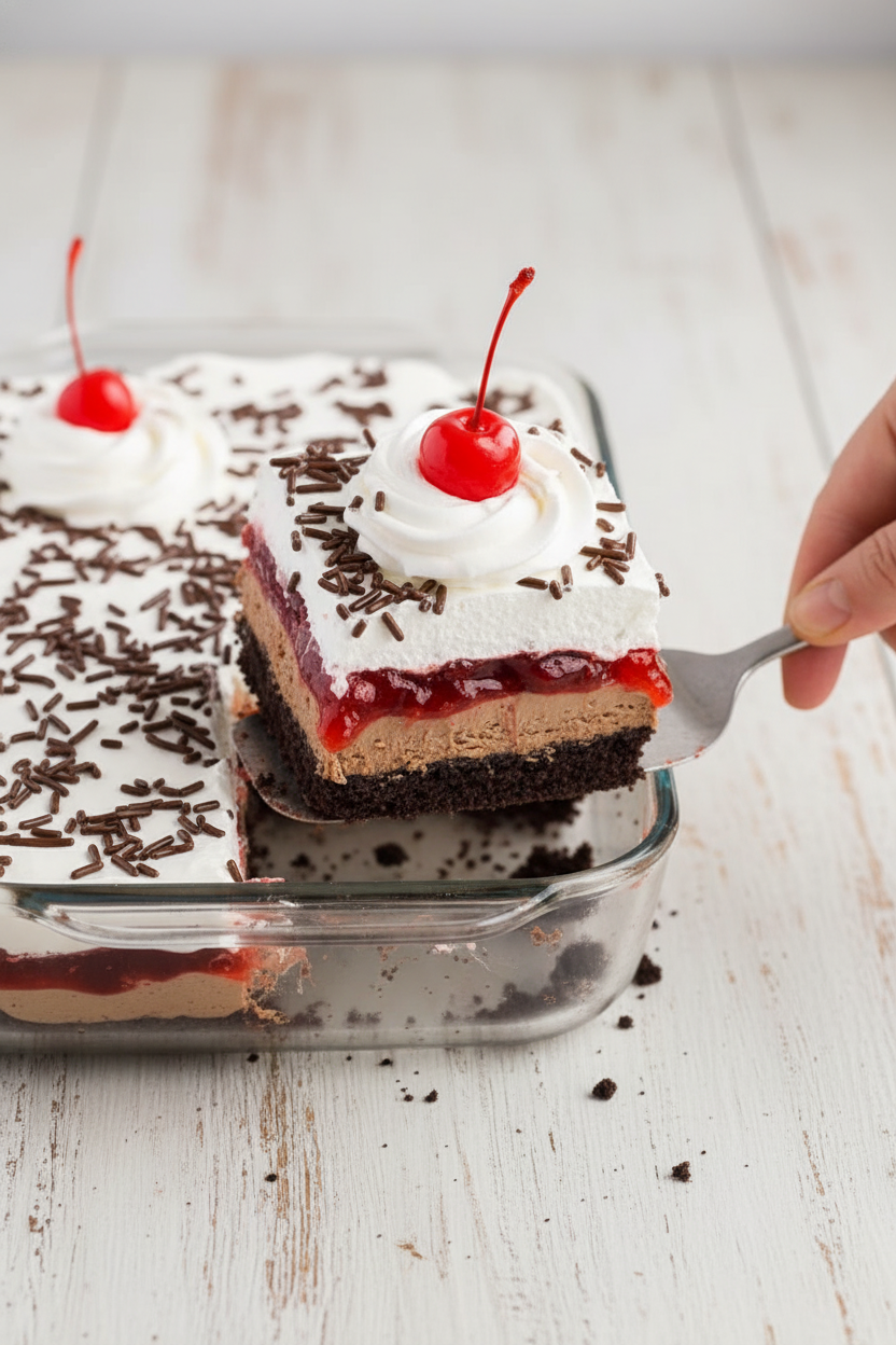 No Bake Chocolate Cherry Lush