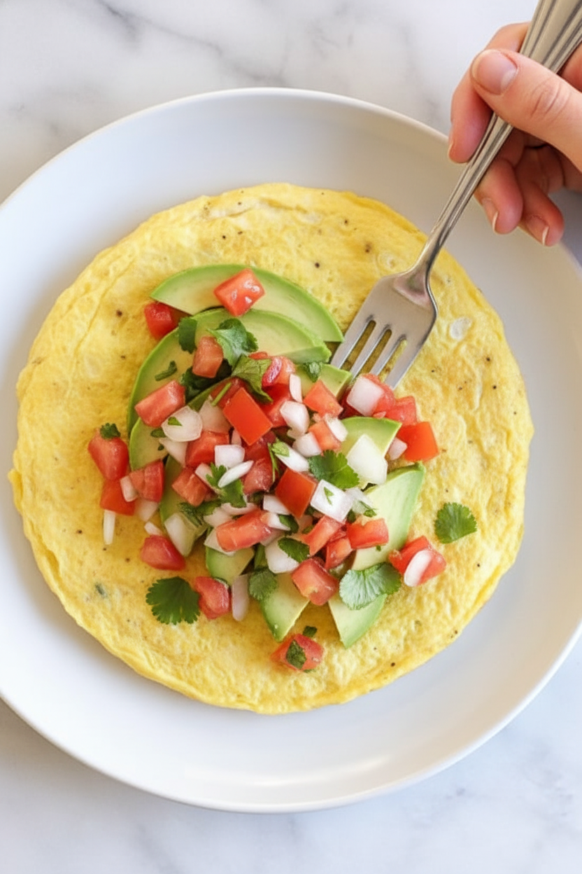 Open-Faced Omelet with Avocado and Pico de Gallo