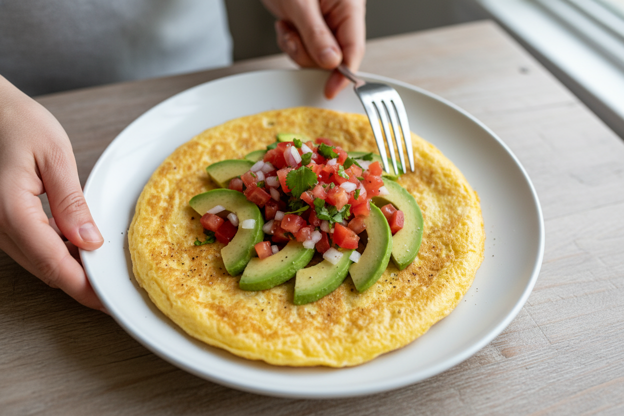 Open-Faced Omelet with Avocado and Pico de Gallo