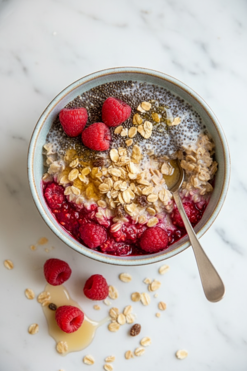 Overnight Breakfast Raspberry Muesli