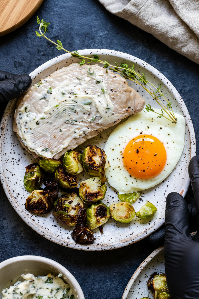 Pan Seared Chops and Eggs