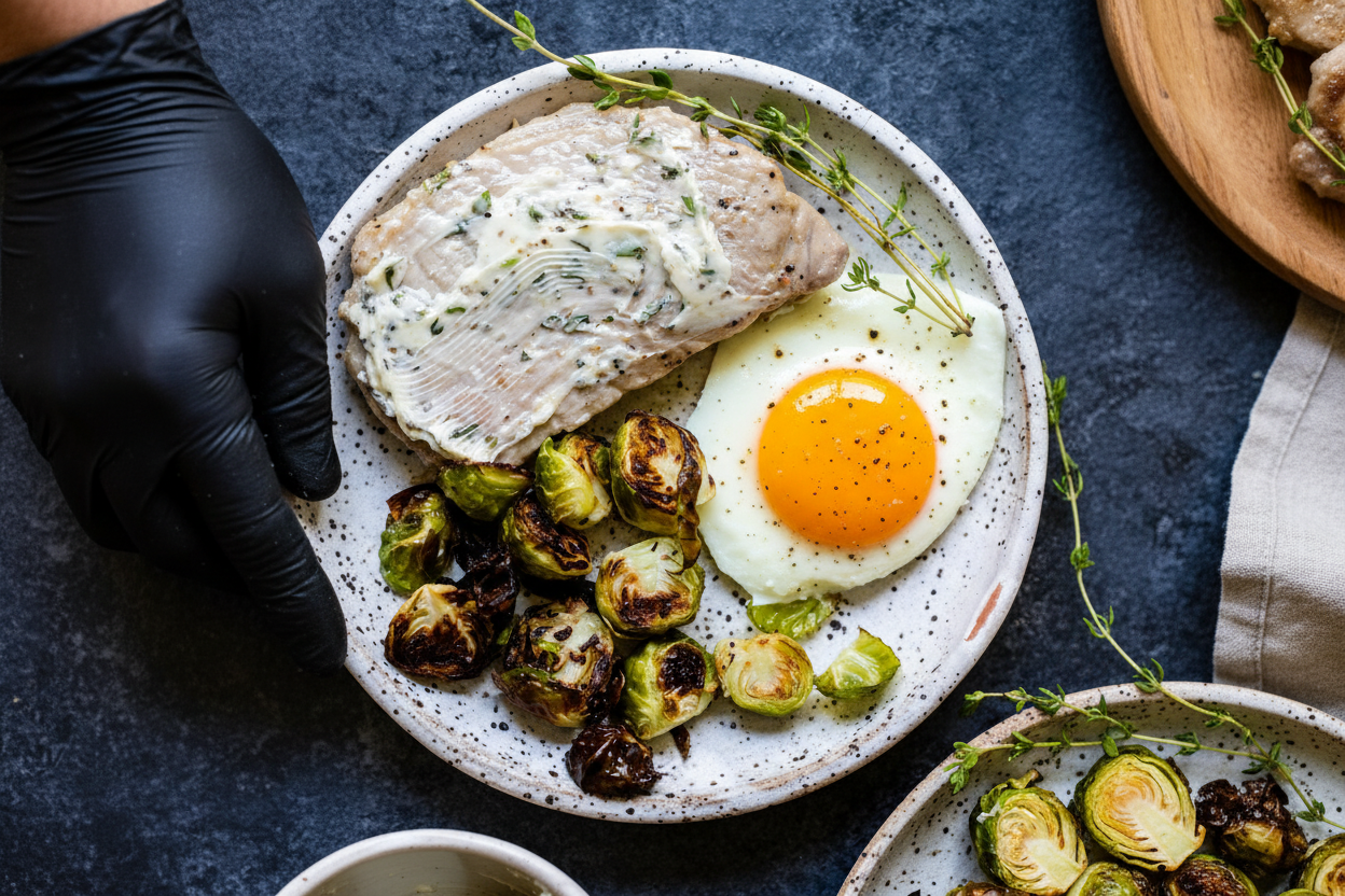 Pan Seared Chops and Eggs