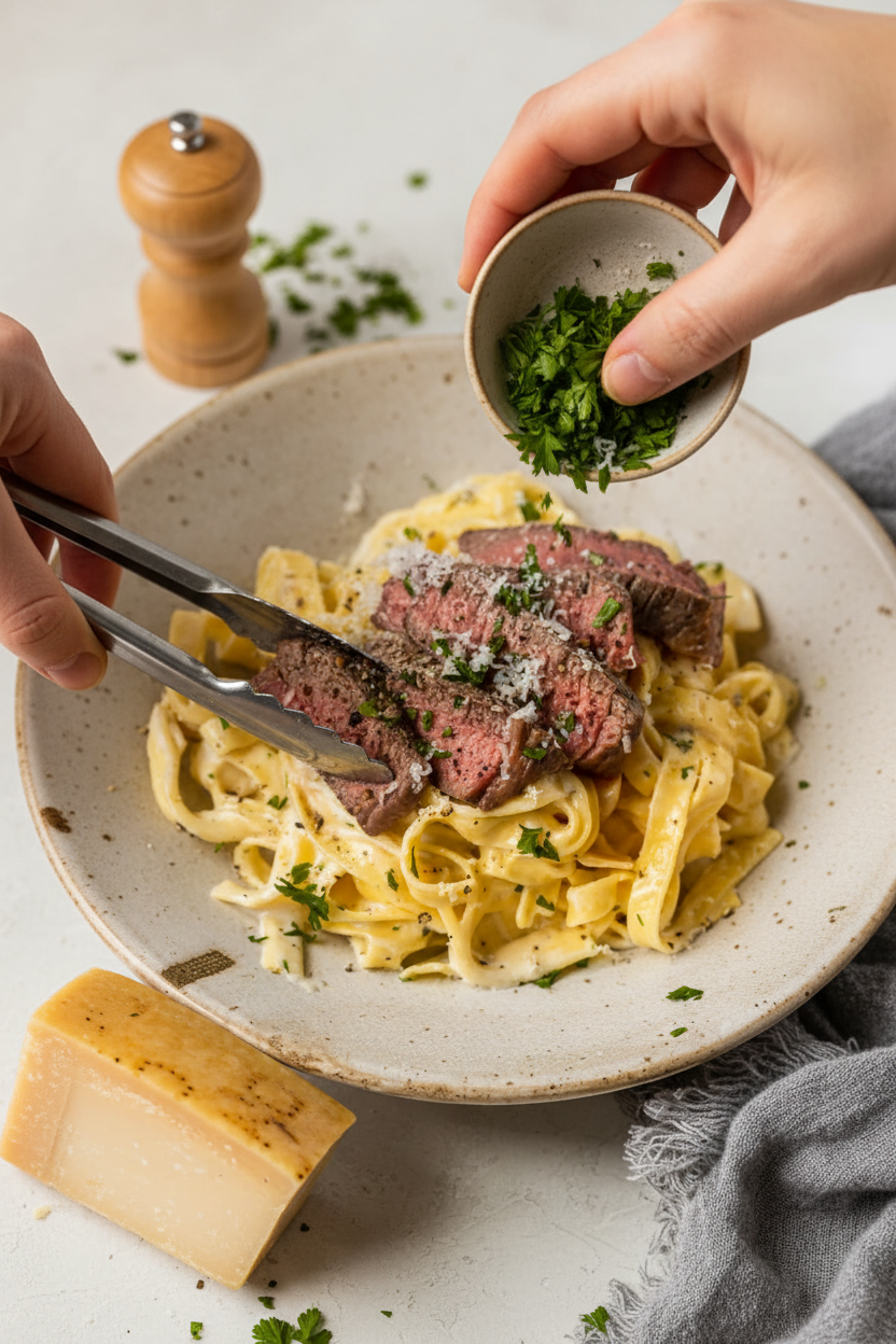 Pan Seared Ribeye Pasta