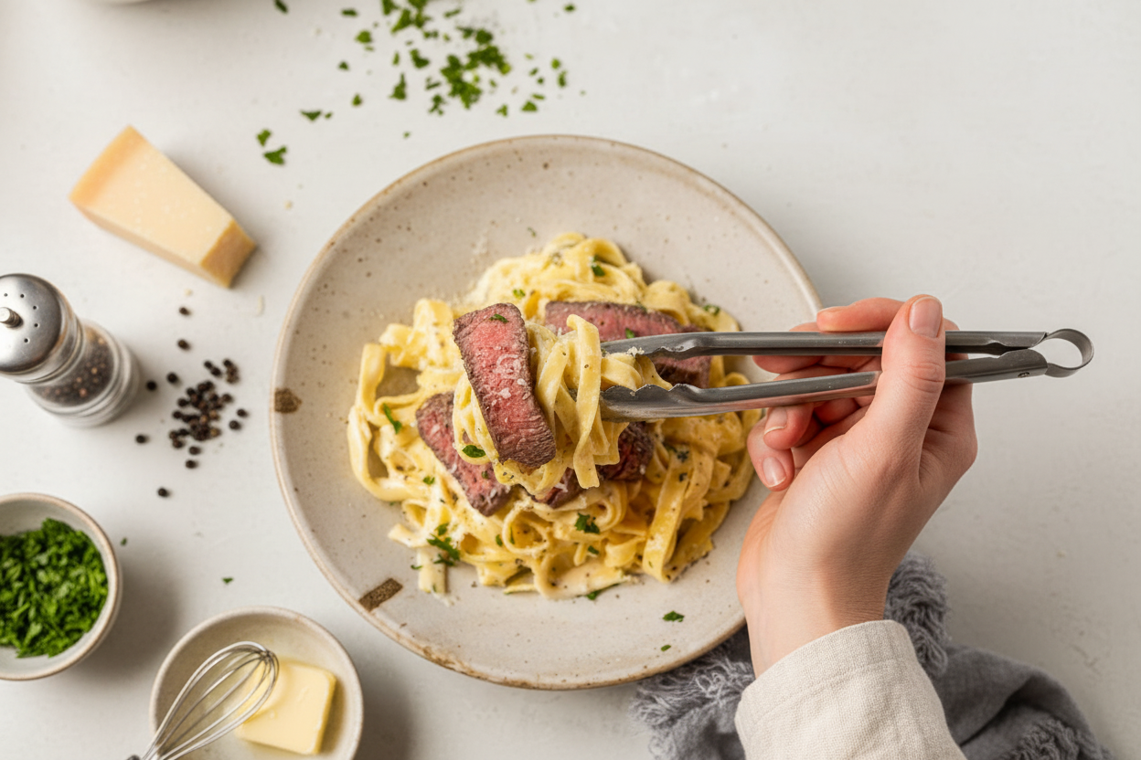 Pan Seared Ribeye Pasta
