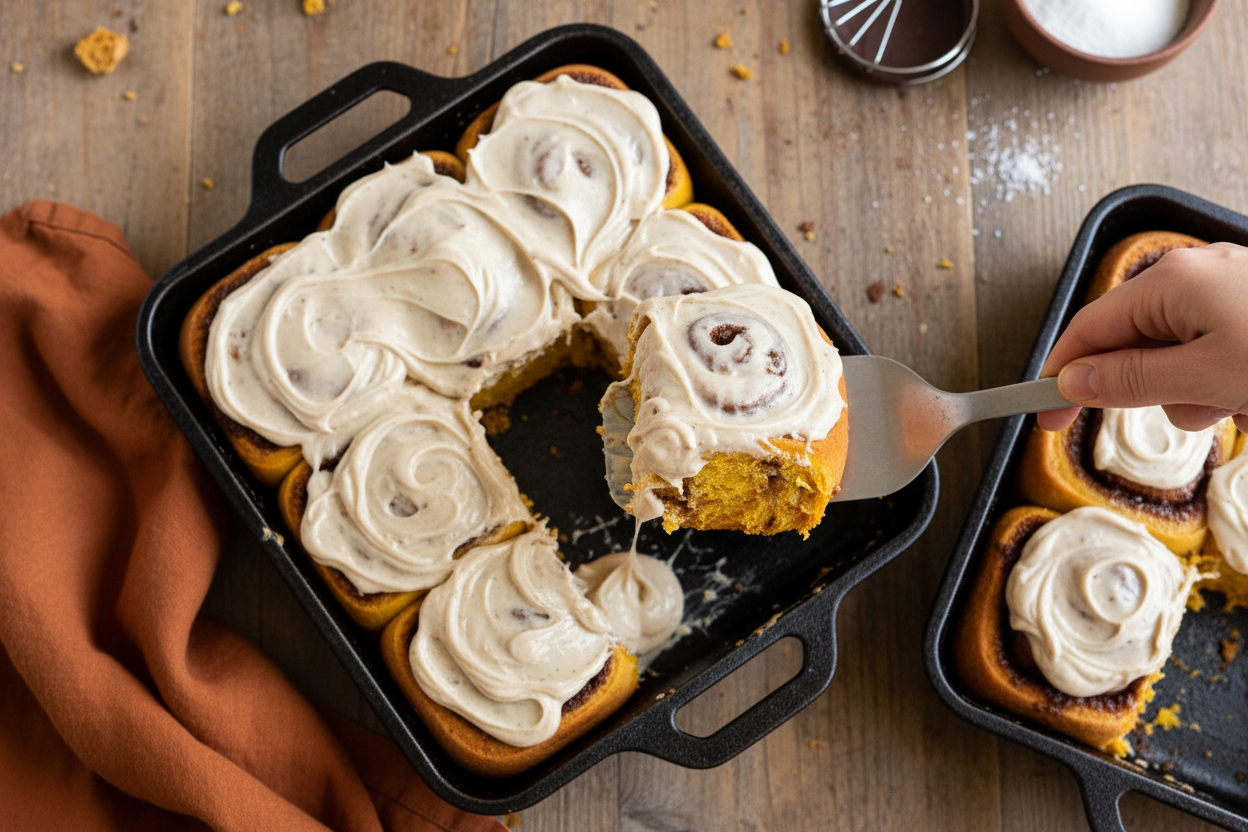 Pumpkin Cinnamon Rolls with Brown Butter Frosting