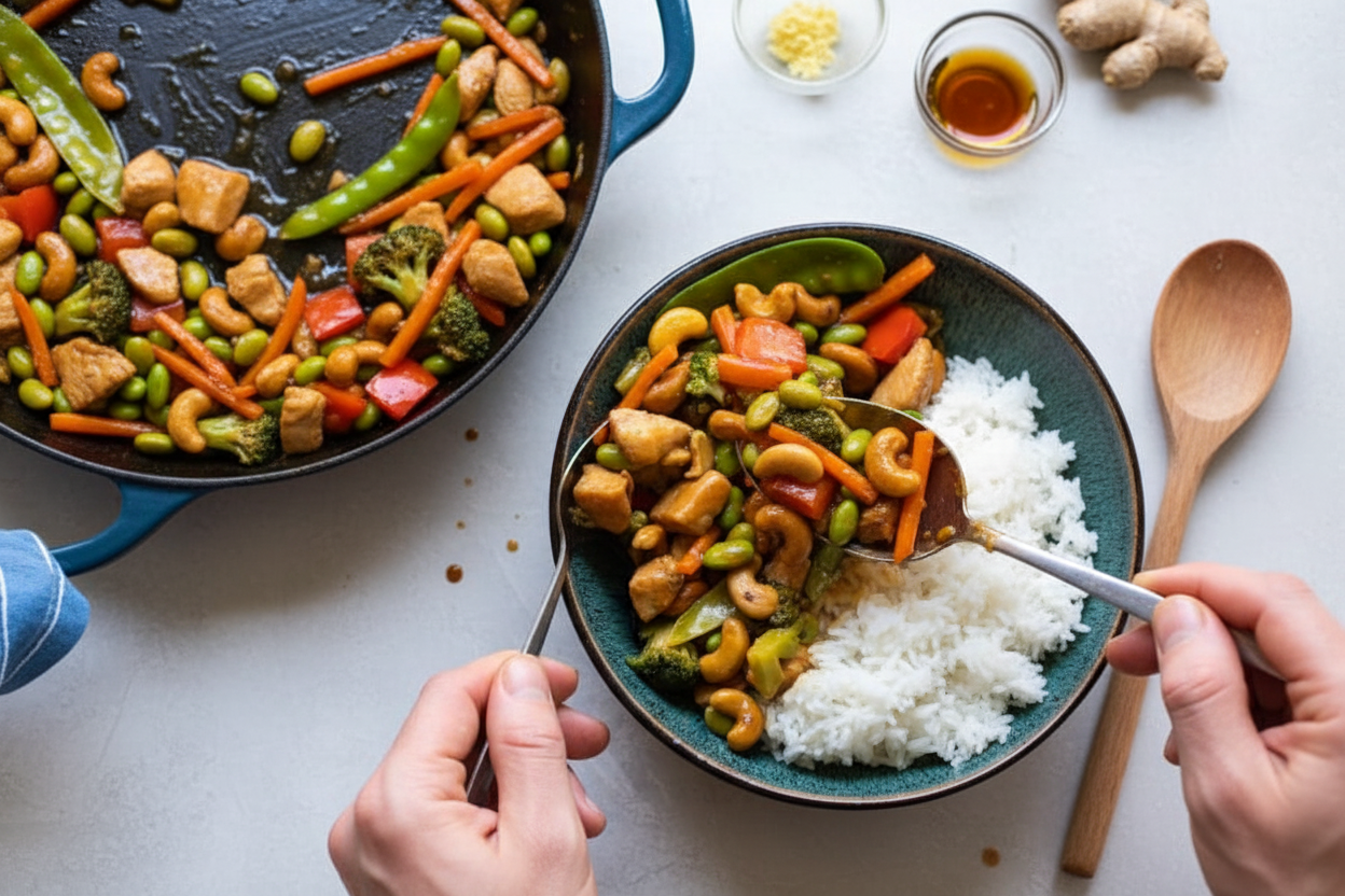 Quick Cashew Chicken Skillet