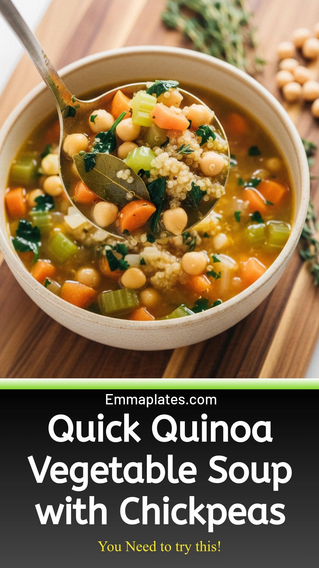 Healthy Quinoa Vegetable Soup w/ Chickpeas (under 30 minutes)