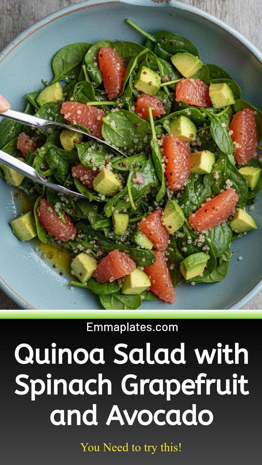 Quinoa Salad with Spinach Grapefruit & Avocado