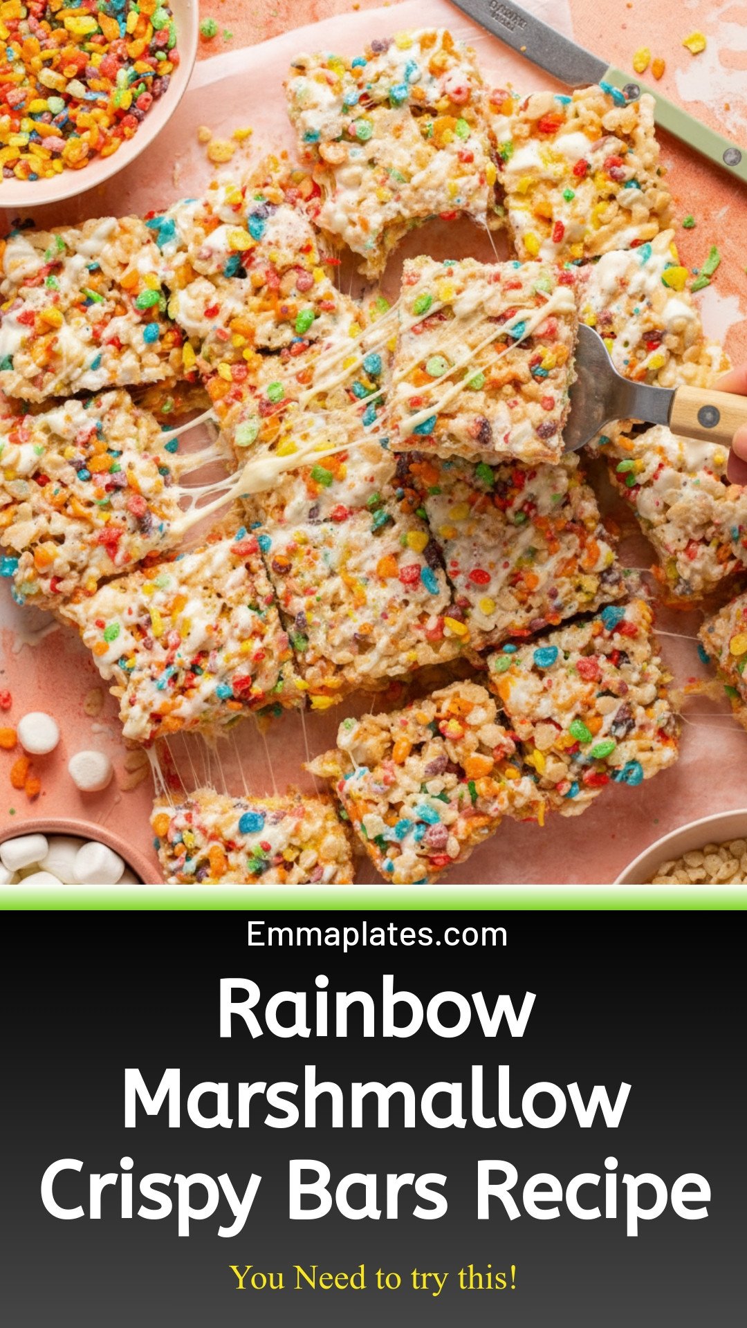Rainbow Marshmallow Crispy Bars