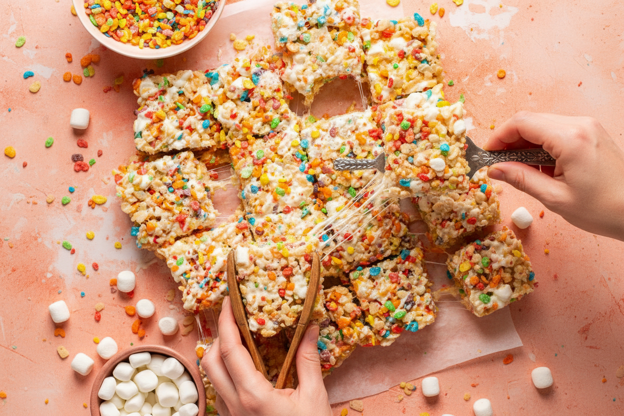 Rainbow Marshmallow Crispy Bars