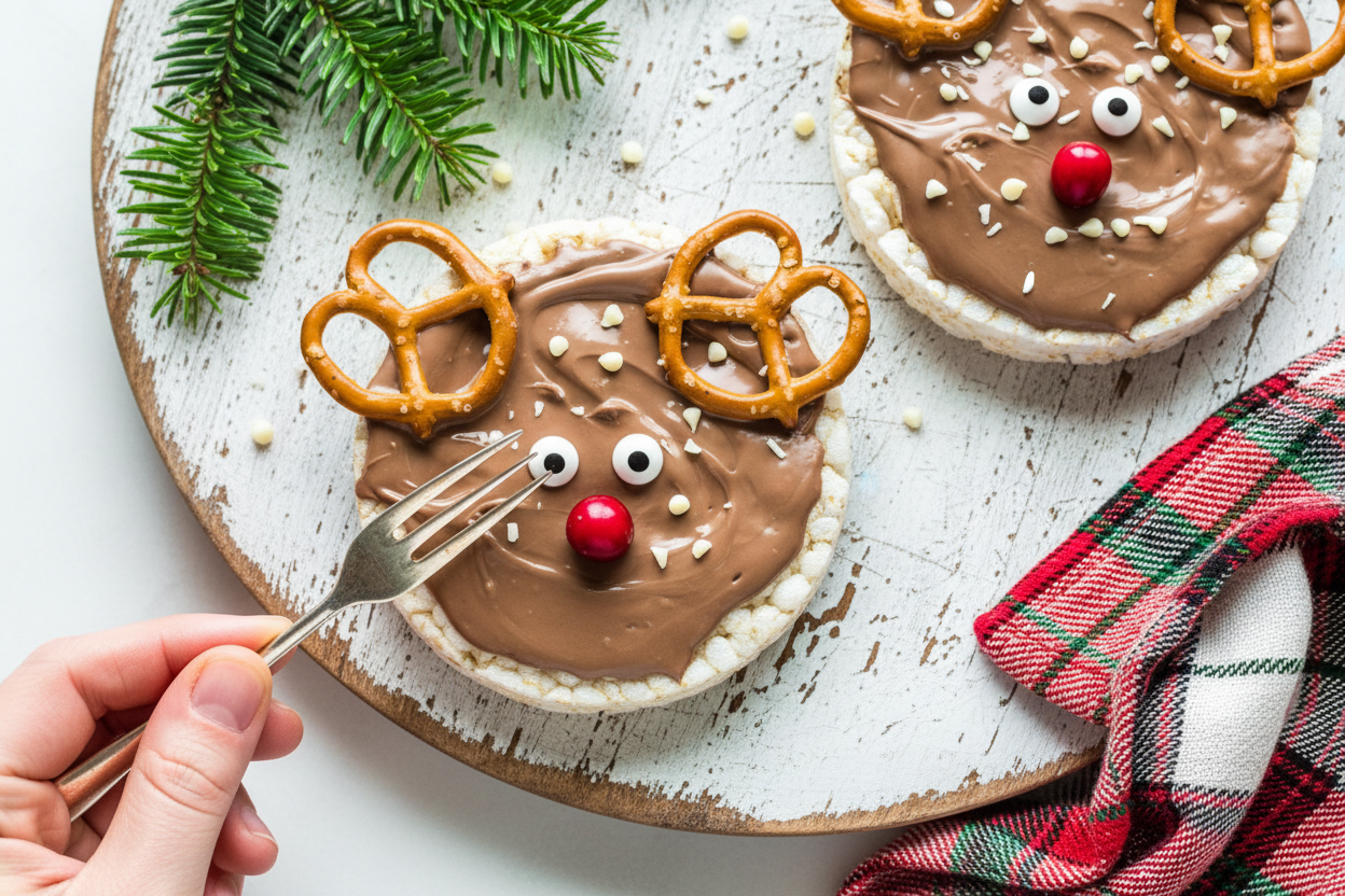 Reindeer Rice Cakes Holiday Snack Idea
