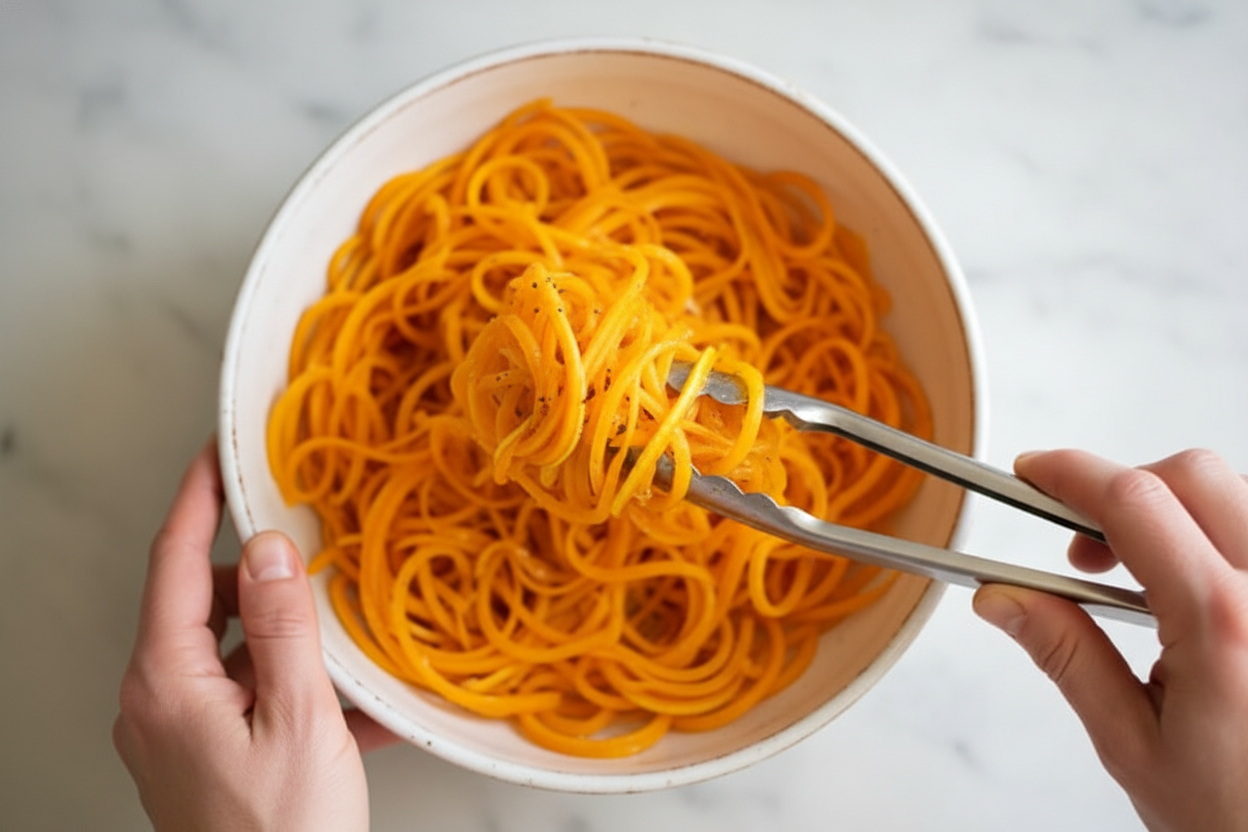 Roasted Spiralized Butternut Squash Noodles
