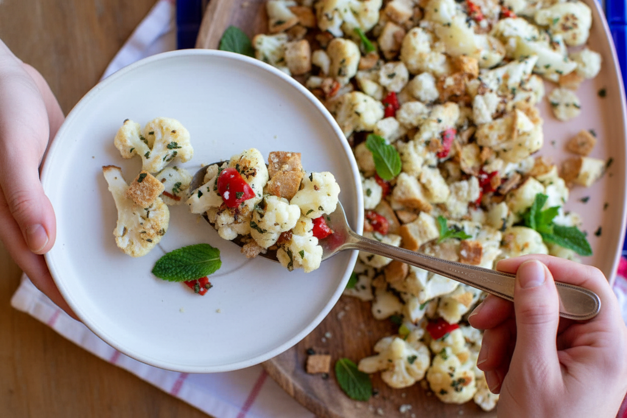 Roasted Cauliflower With Pickled Cherry Peppers