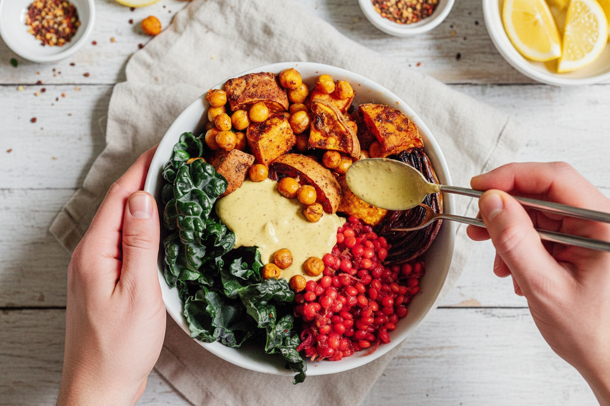 Roasted Vegetable Glow Bowls With Yumm Sauce