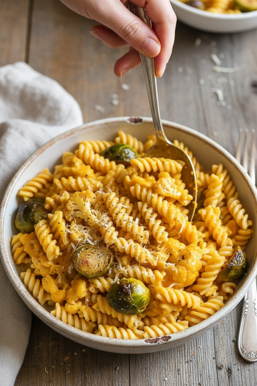 Pumpkin Mac and Cheese with Roasted Veggies