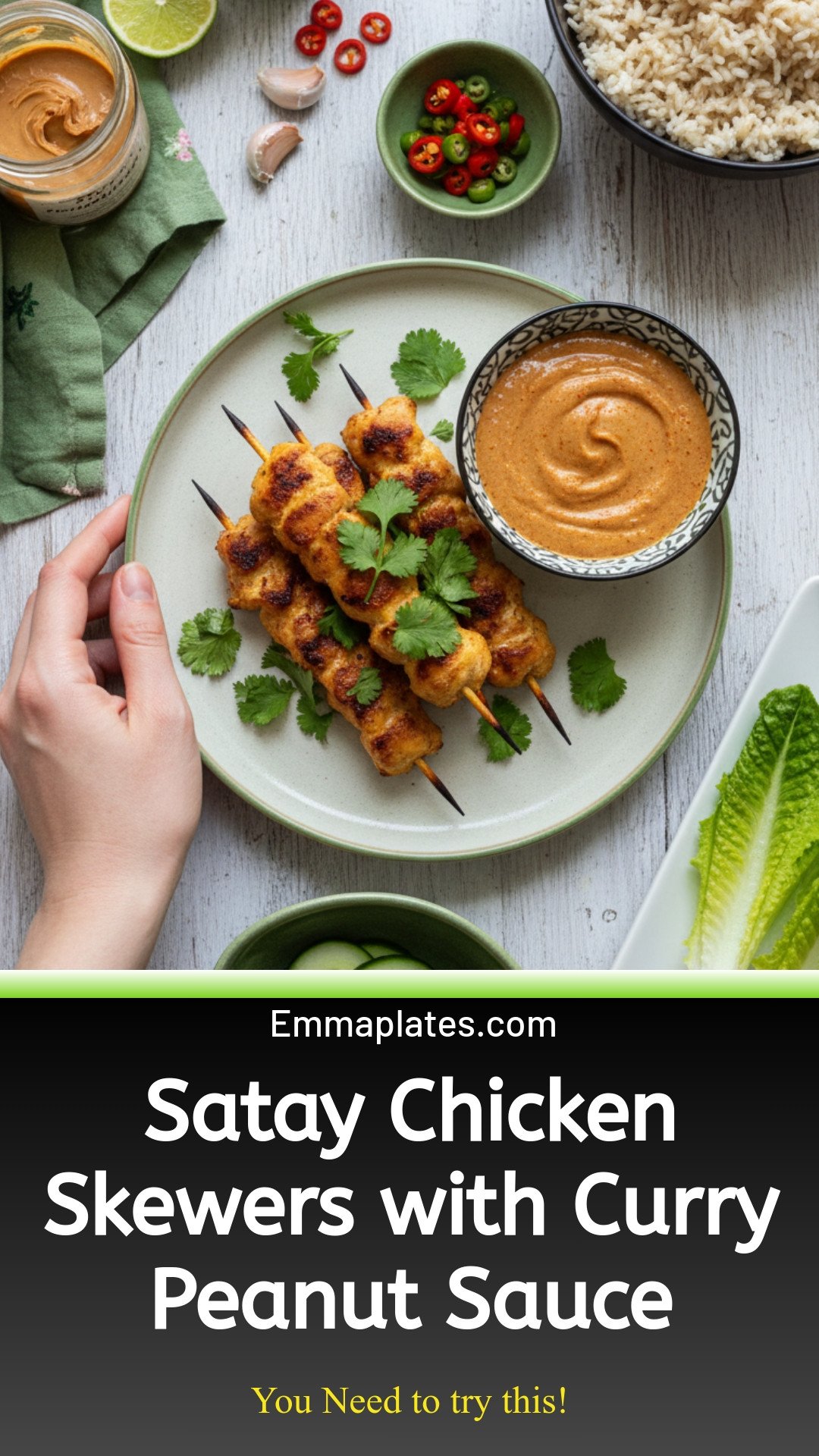 Satay Chicken Skewers with Curry Peanut Sauce