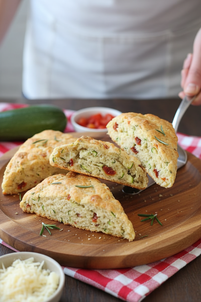 Savory Zucchini Asiago Tomato Scones