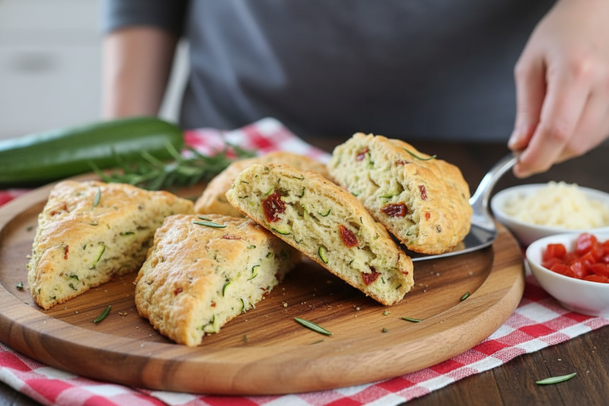 Savory Zucchini Asiago Tomato Scones