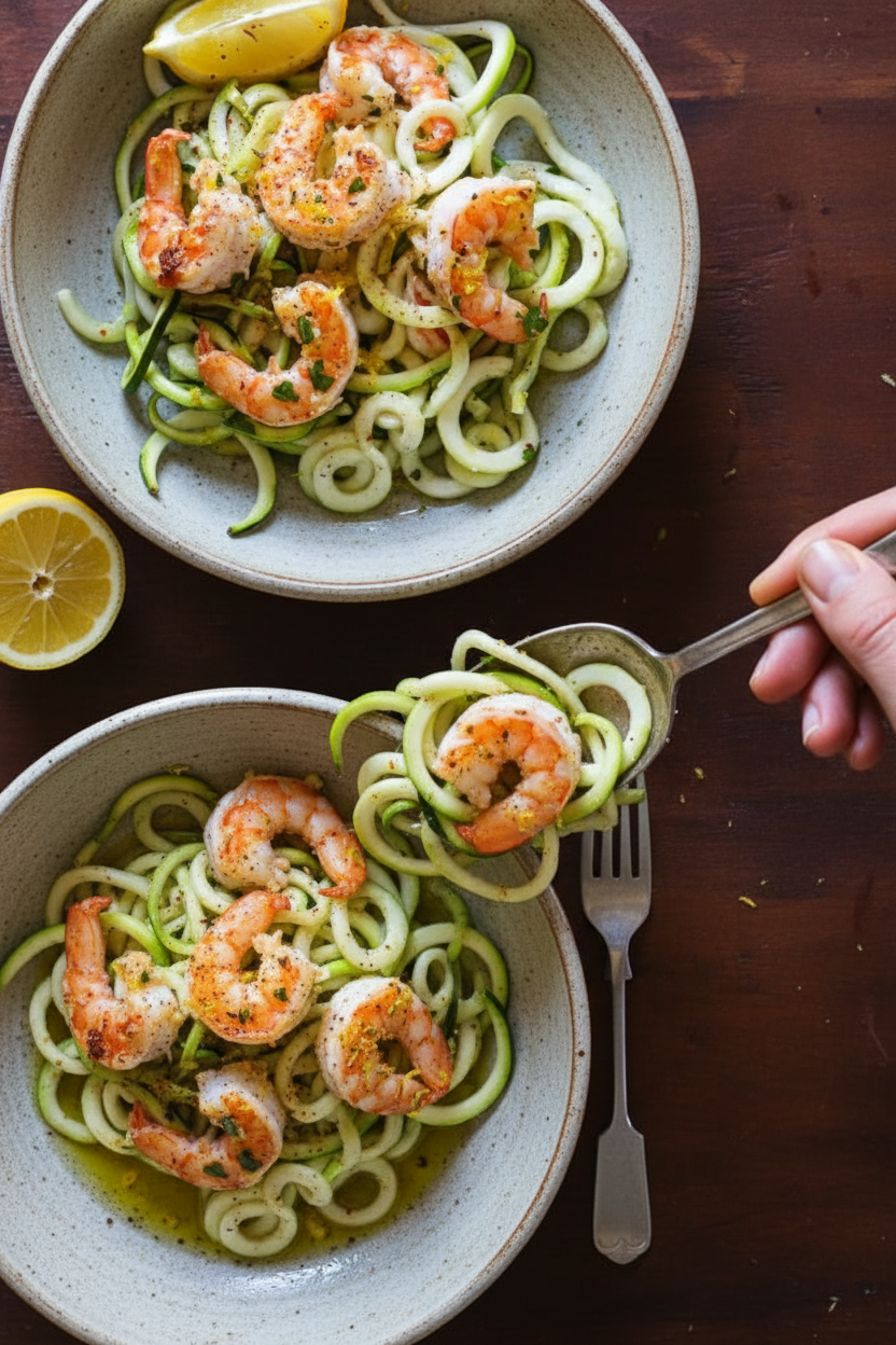 Shrimp Scampi Zoodles for Two