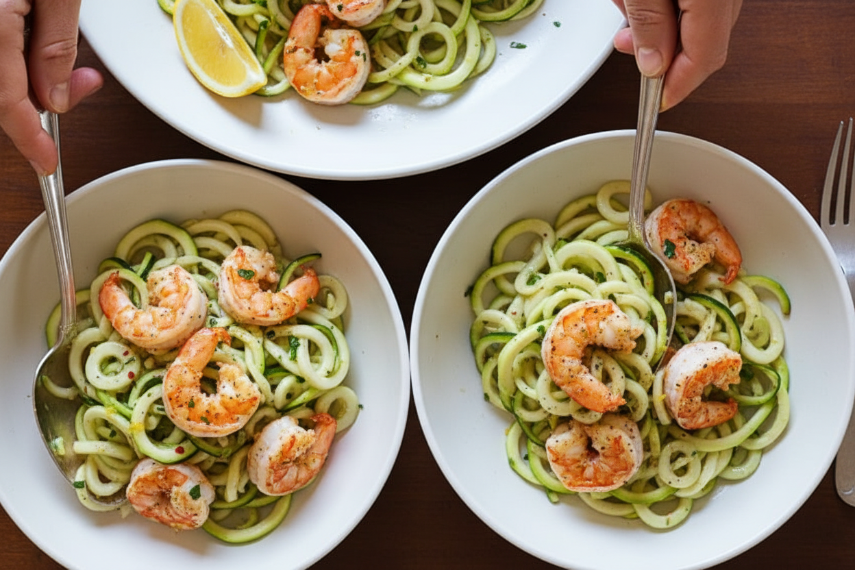 Shrimp Scampi Zoodles for Two
