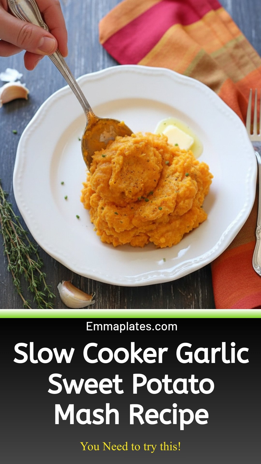 Slow Cooker Garlic Sweet Potato Mash