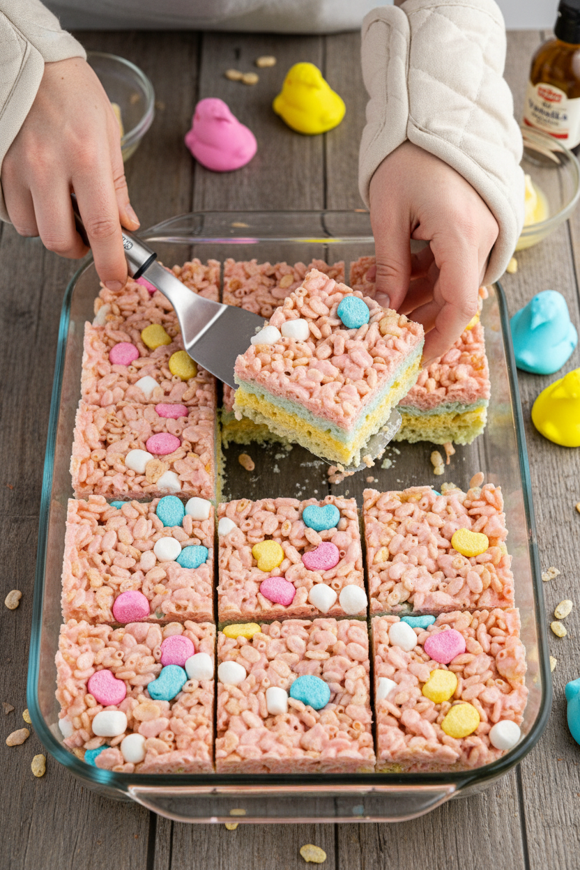 Spring Marshmallow Crispy Squares