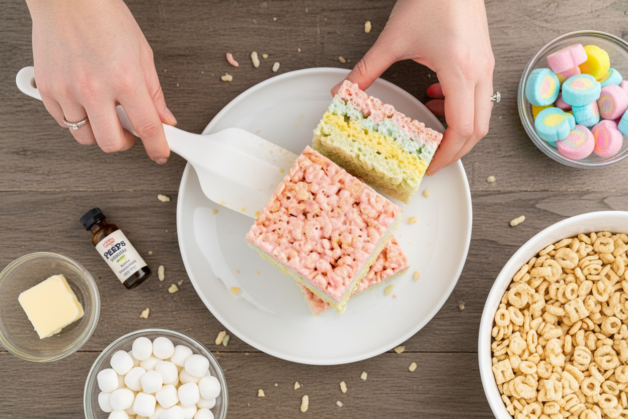 Spring Marshmallow Crispy Squares