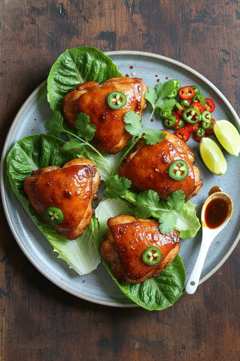 Sticky Tamarind Chicken with Crisp Lettuce