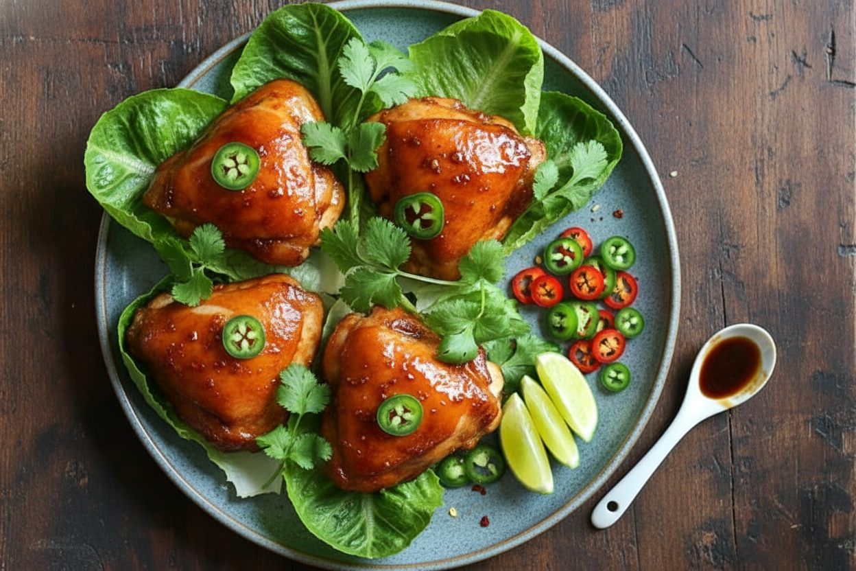 Sticky Tamarind Chicken with Crisp Lettuce