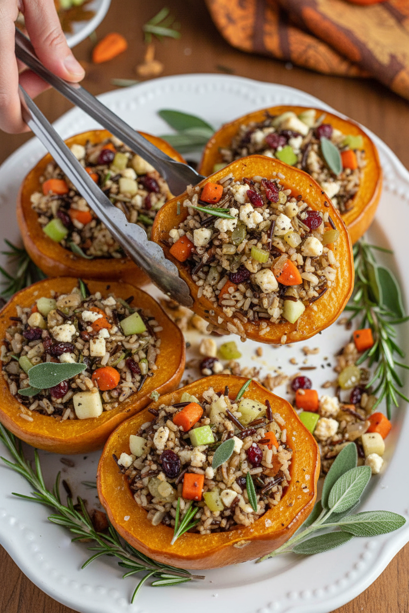 Stuffed Acorn Squash (Vegetarian Thanksgiving Main Course)