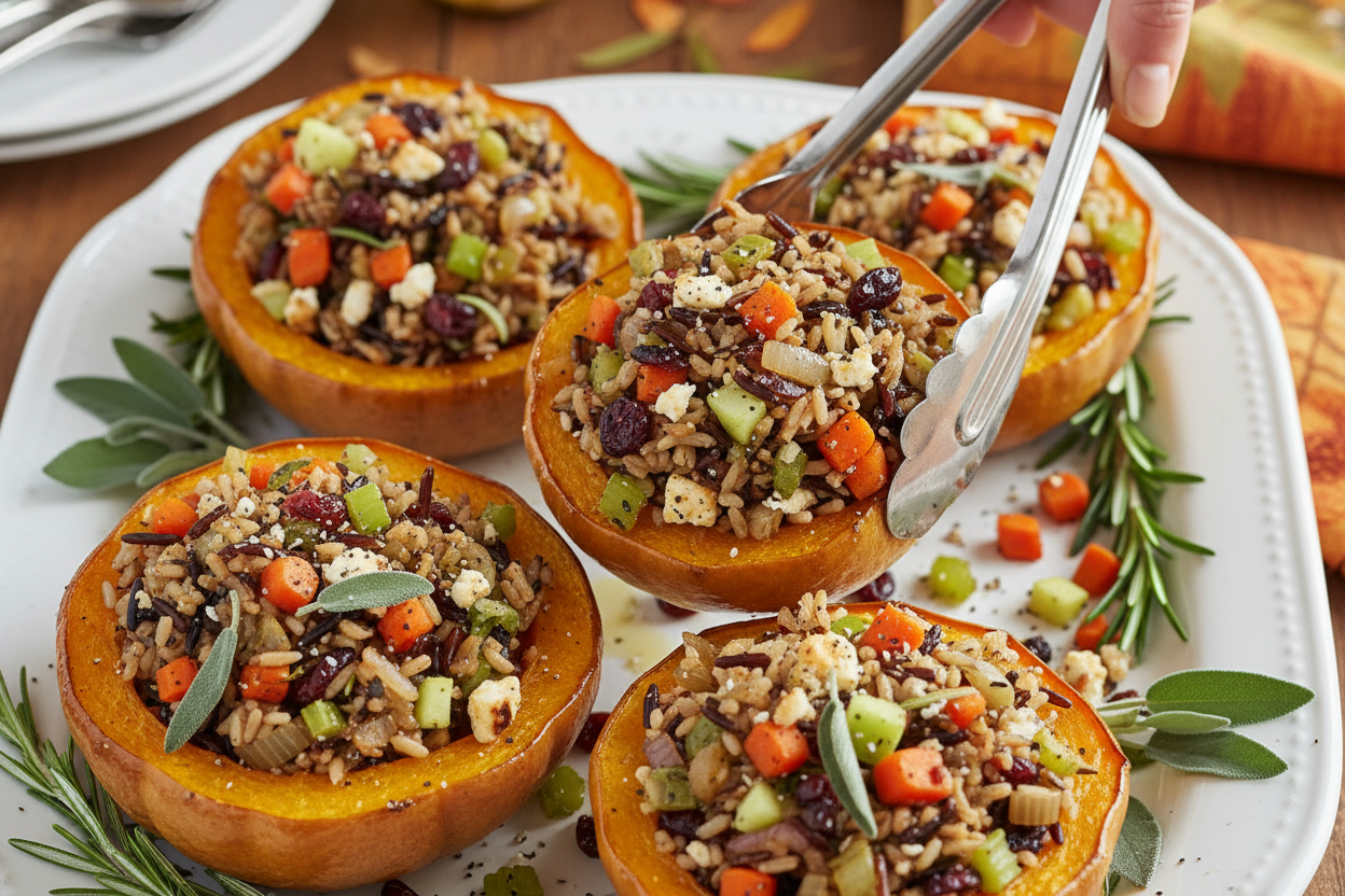 Stuffed Acorn Squash (Vegetarian Thanksgiving Main Course)