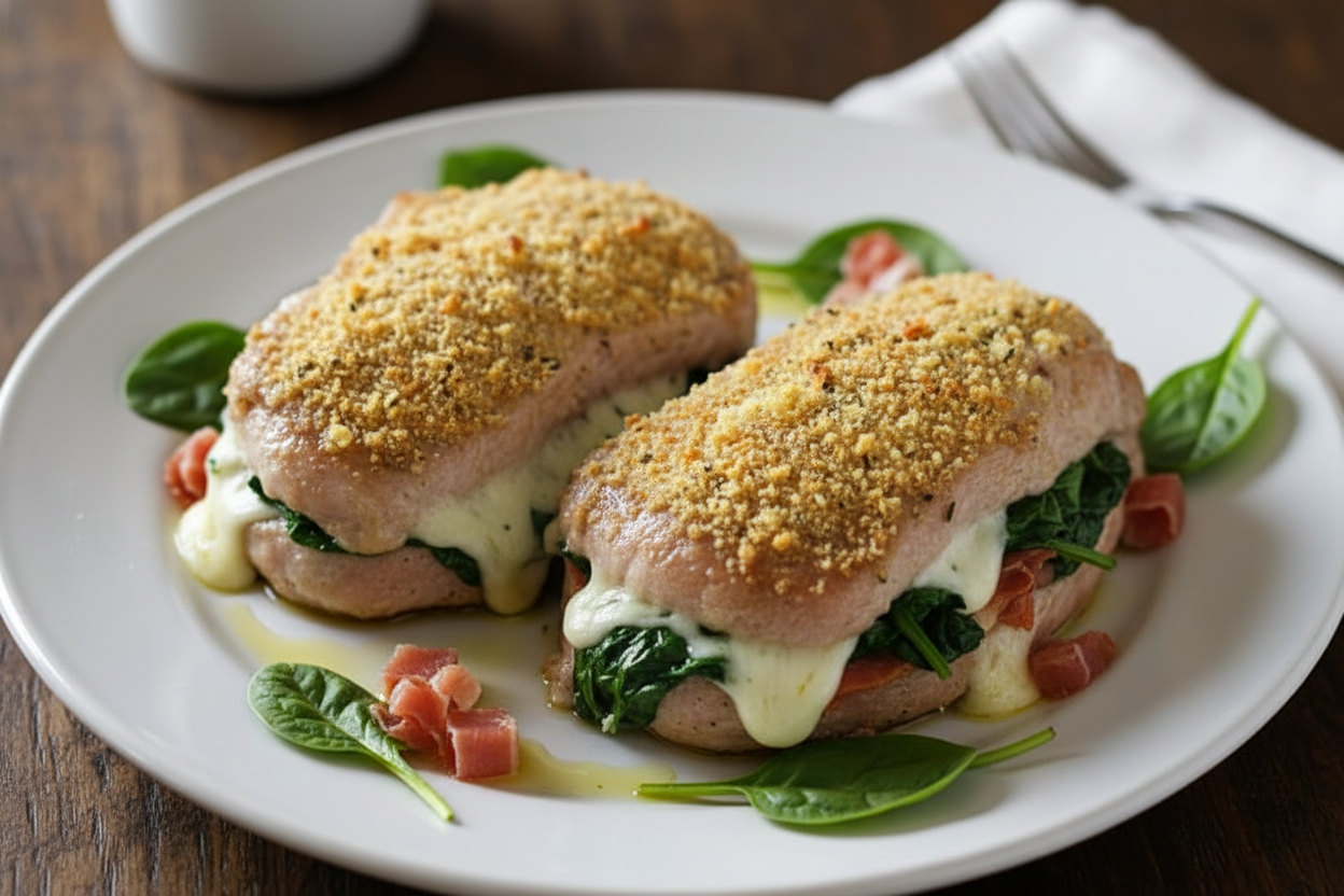 Stuffed Baked Pork Chops with Prosciutto and Mozzarella
