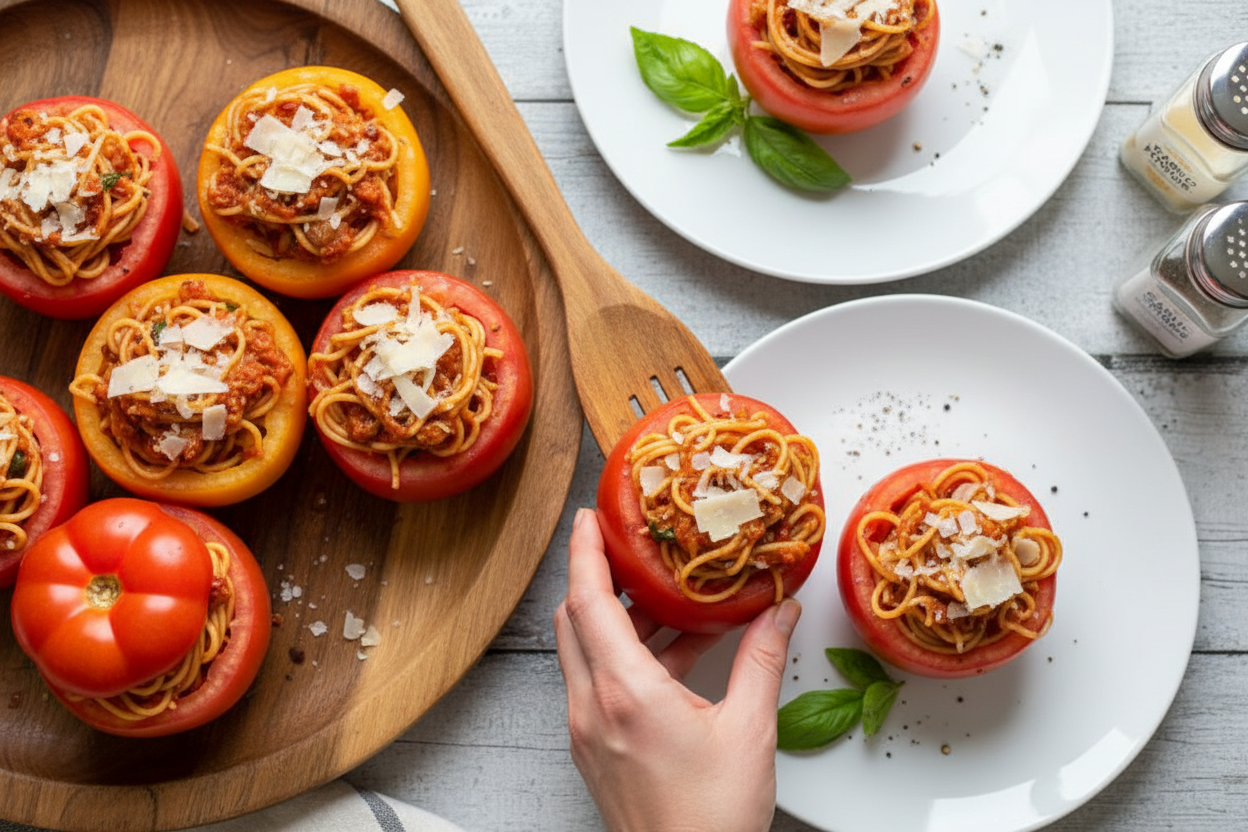 Pasta Filled Tomato Shells