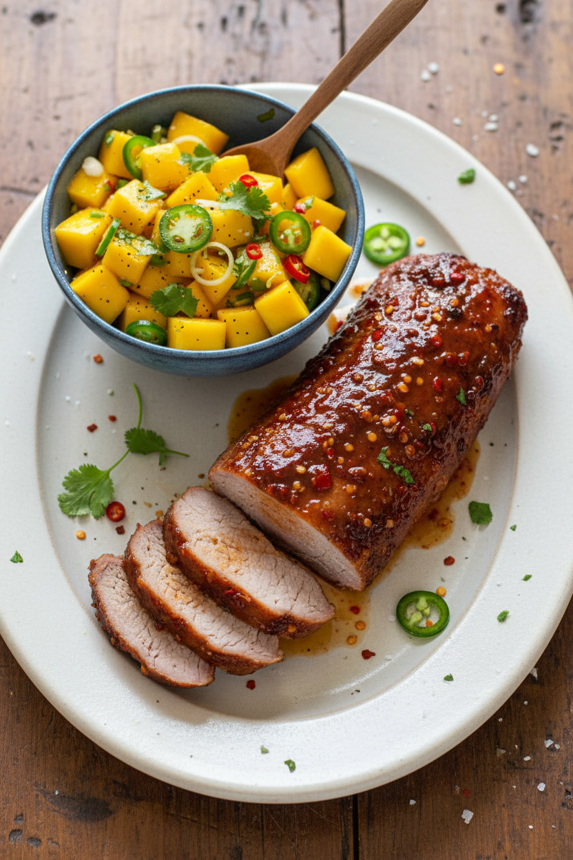 Sweet & Fiery Pork Tenderloin with Mango Salsa