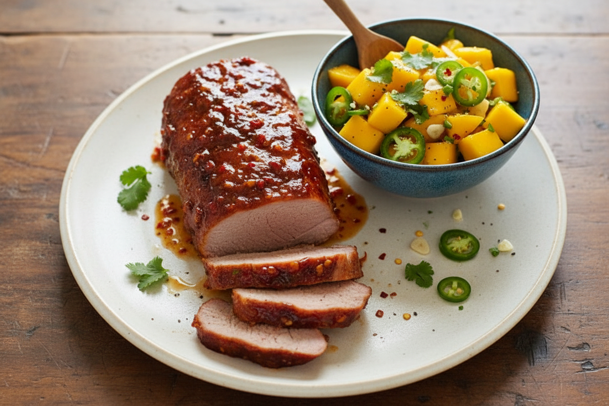 Sweet & Fiery Pork Tenderloin with Mango Salsa