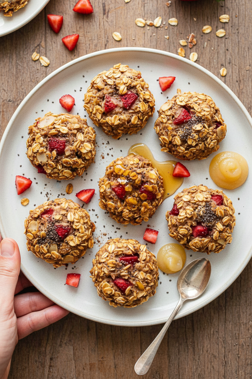 Strawberry Chia Oatmeal Cookies (GF + Vegan)