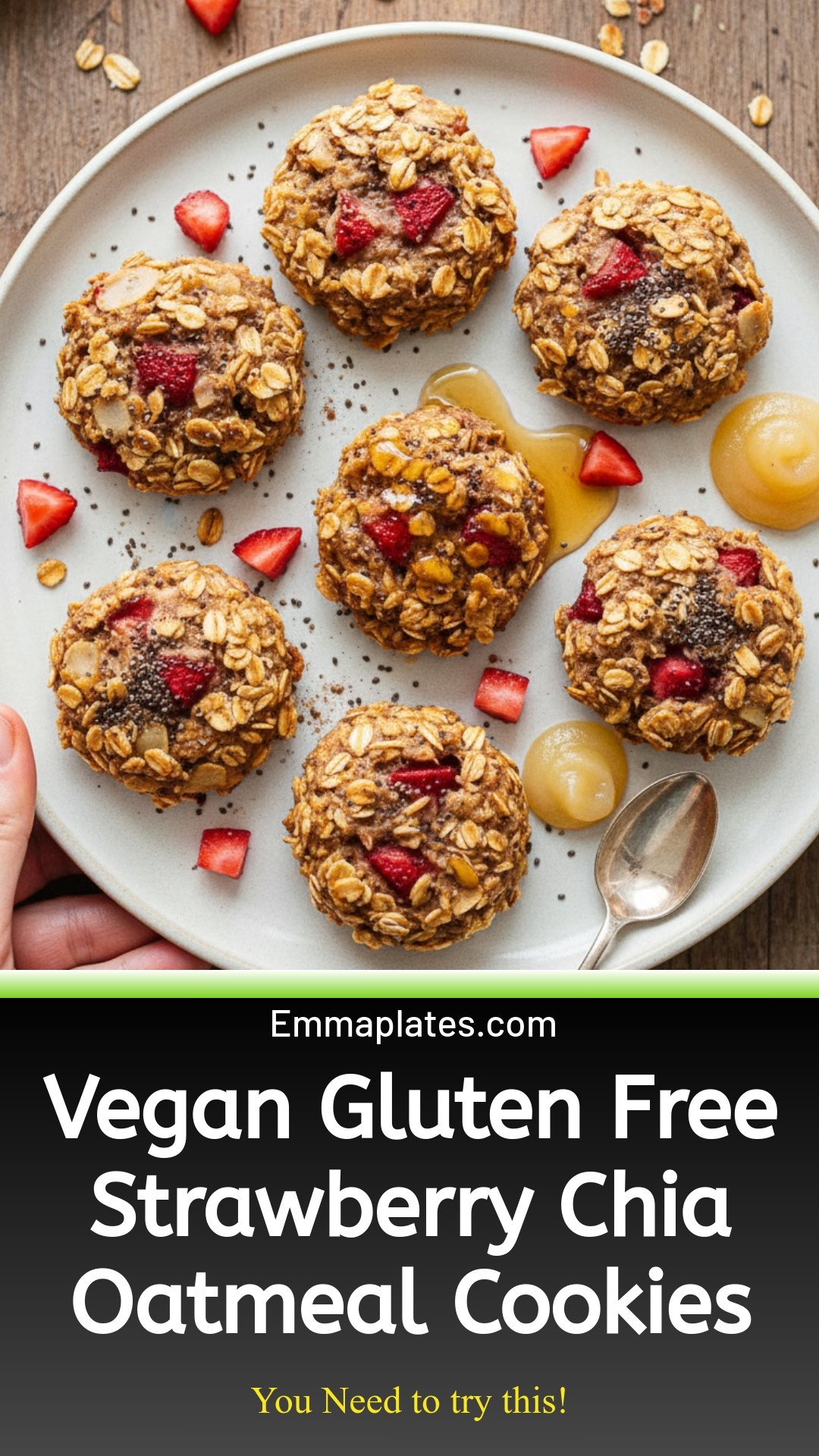 Strawberry Chia Oatmeal Cookies (GF + Vegan)