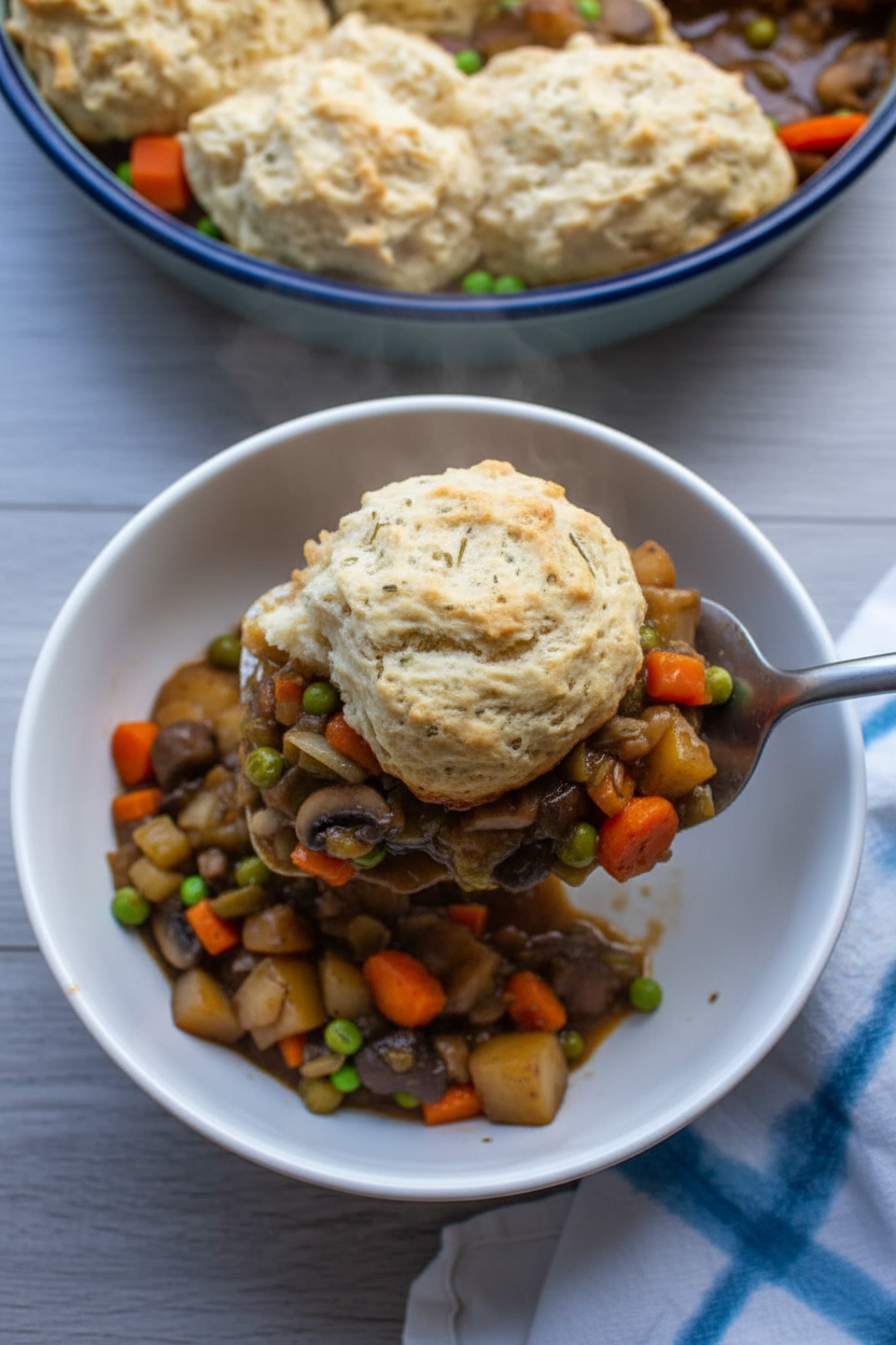 Vegetable Pot Pie with Herb Drop Biscuits