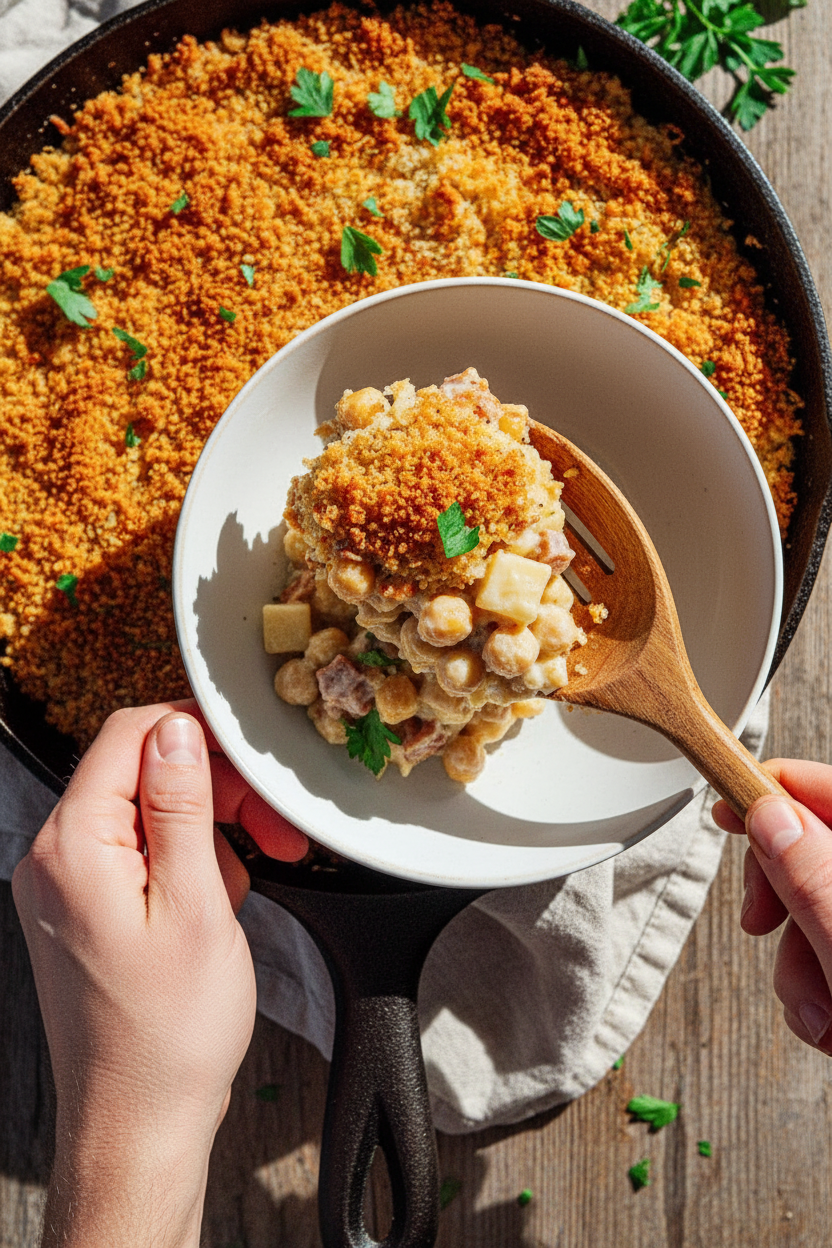 Cheesy Vegetarian Chickpea Cordon Bleu Skillet
