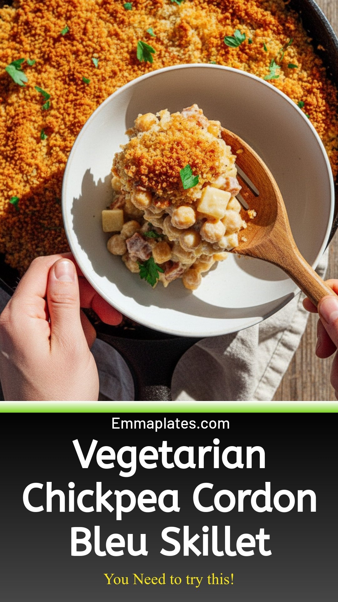 Cheesy Vegetarian Chickpea Cordon Bleu Skillet