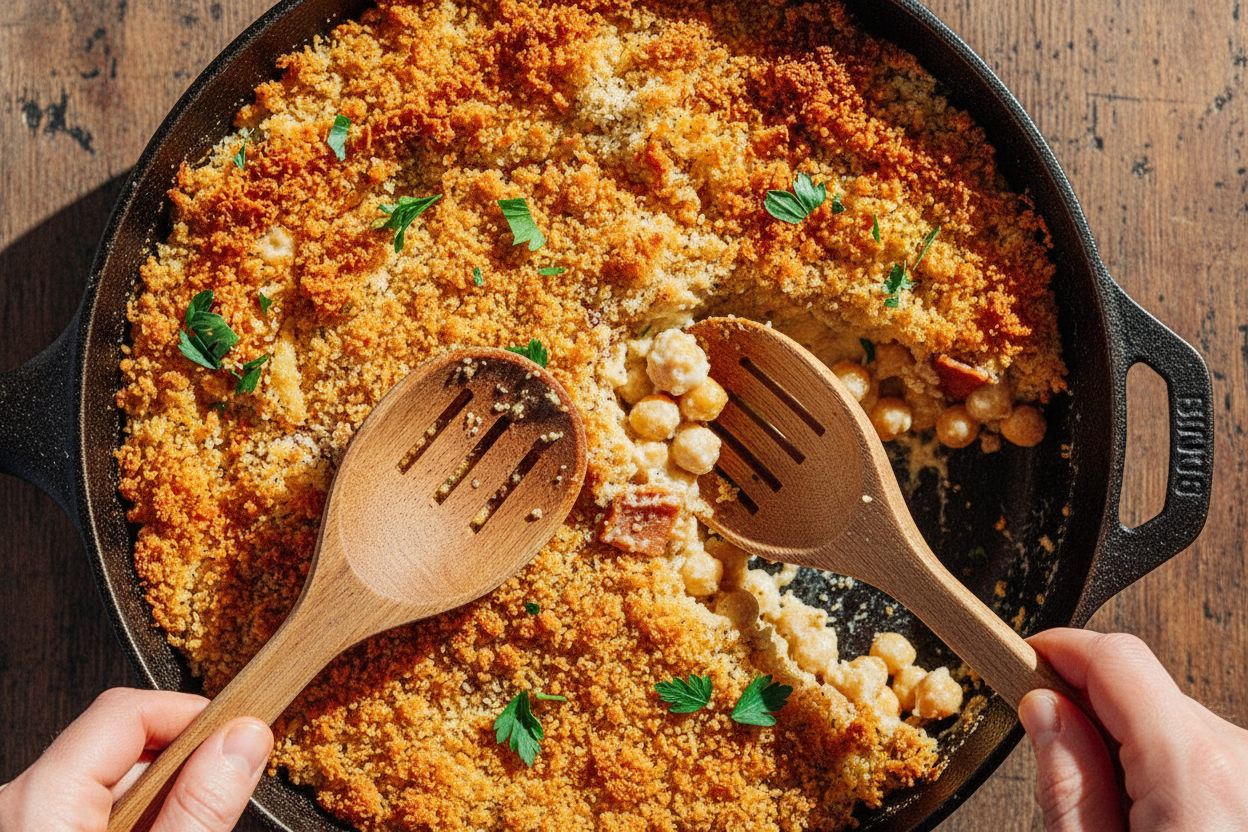 Cheesy Vegetarian Chickpea Cordon Bleu Skillet